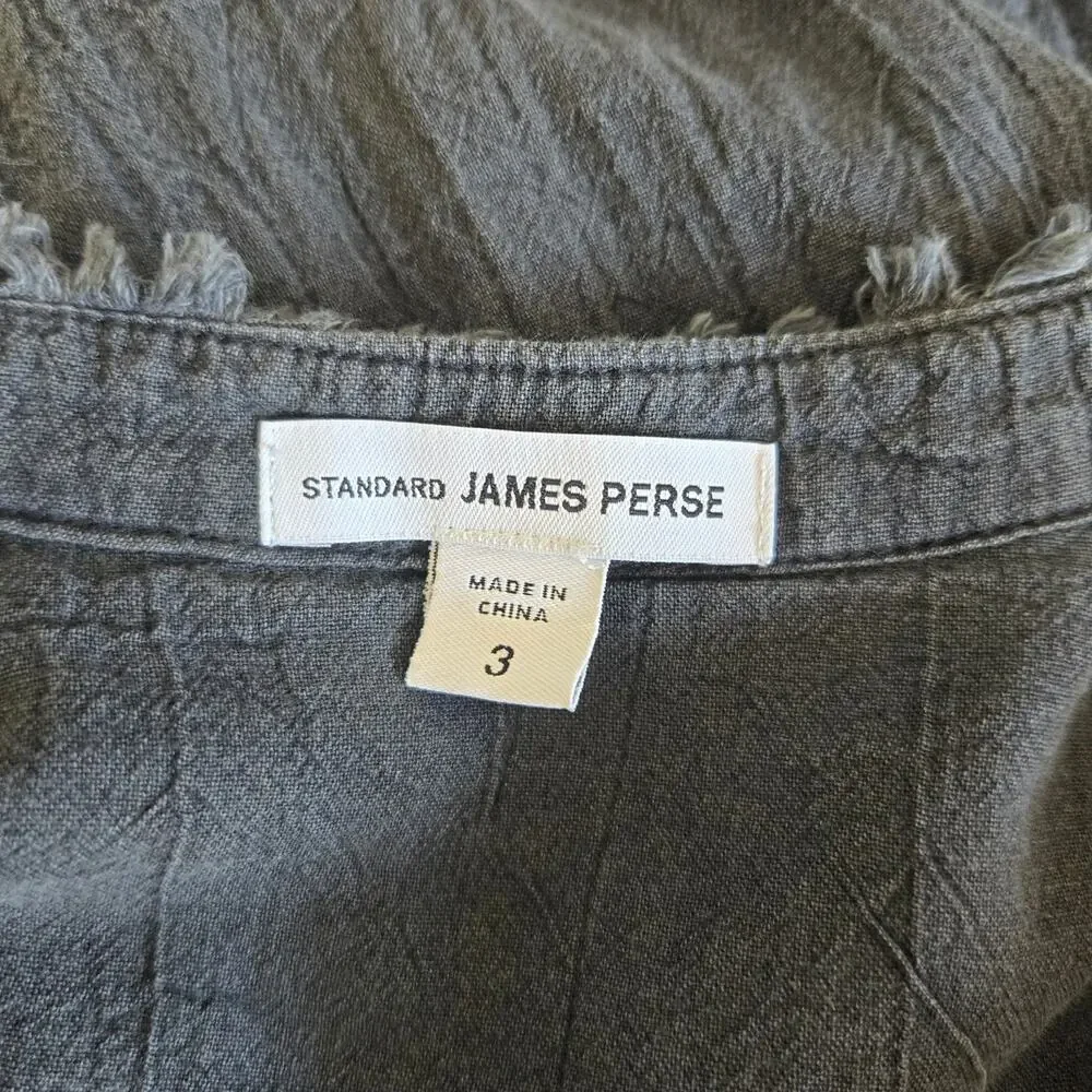 Standard James Perse Shirt Dress Gray Long Sleeve Cotton Casual Women Large - Picture 12 of 14